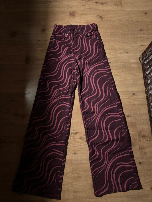 Pantalon Année 70 mauve rose